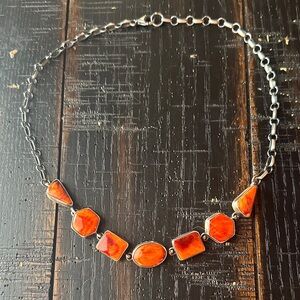 Navajo J Frank Spiny Oyster & Sterling Silver Necklace Choker